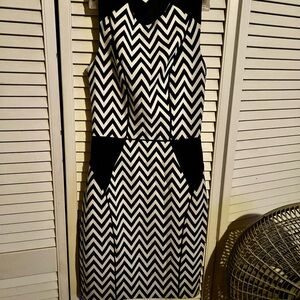 Chevron Patterned Black and White Dress